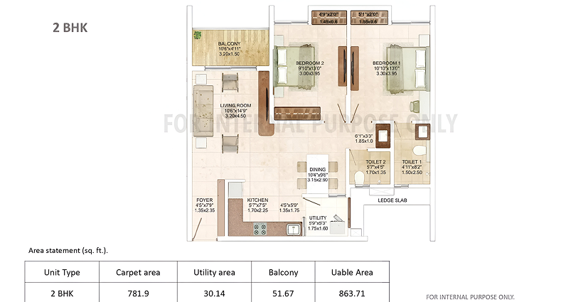 2BHK Floor Plan