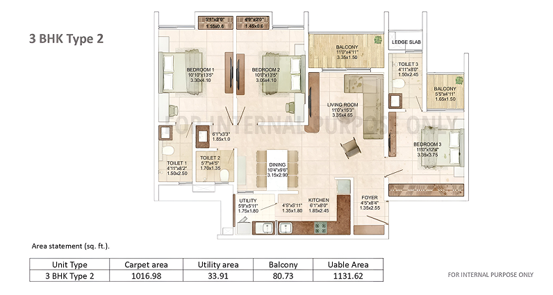 3BHK Floor Plan