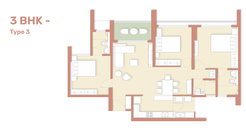 3BHK Floor Plan