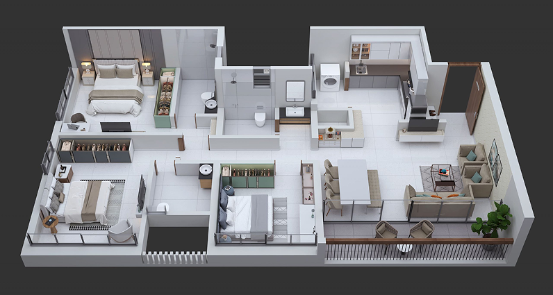 2BHK Floor Plan