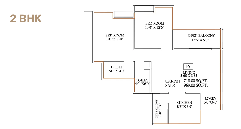 2BHK Floor Plan