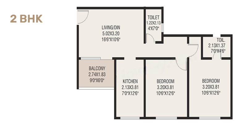 2BHK Floor Plan