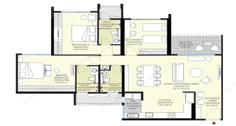 3BHK Floor Plan