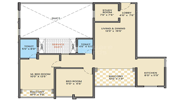 2BHK Floor Plan