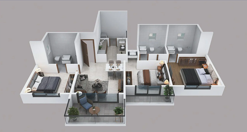 3BHK Floor Plan