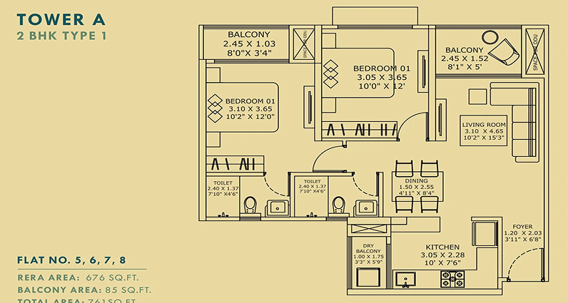 2BHK Floor Plan