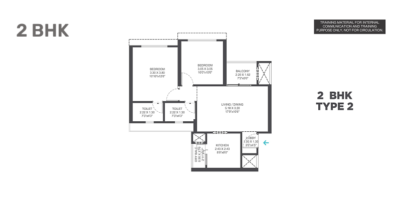 2BHK Floor Plan