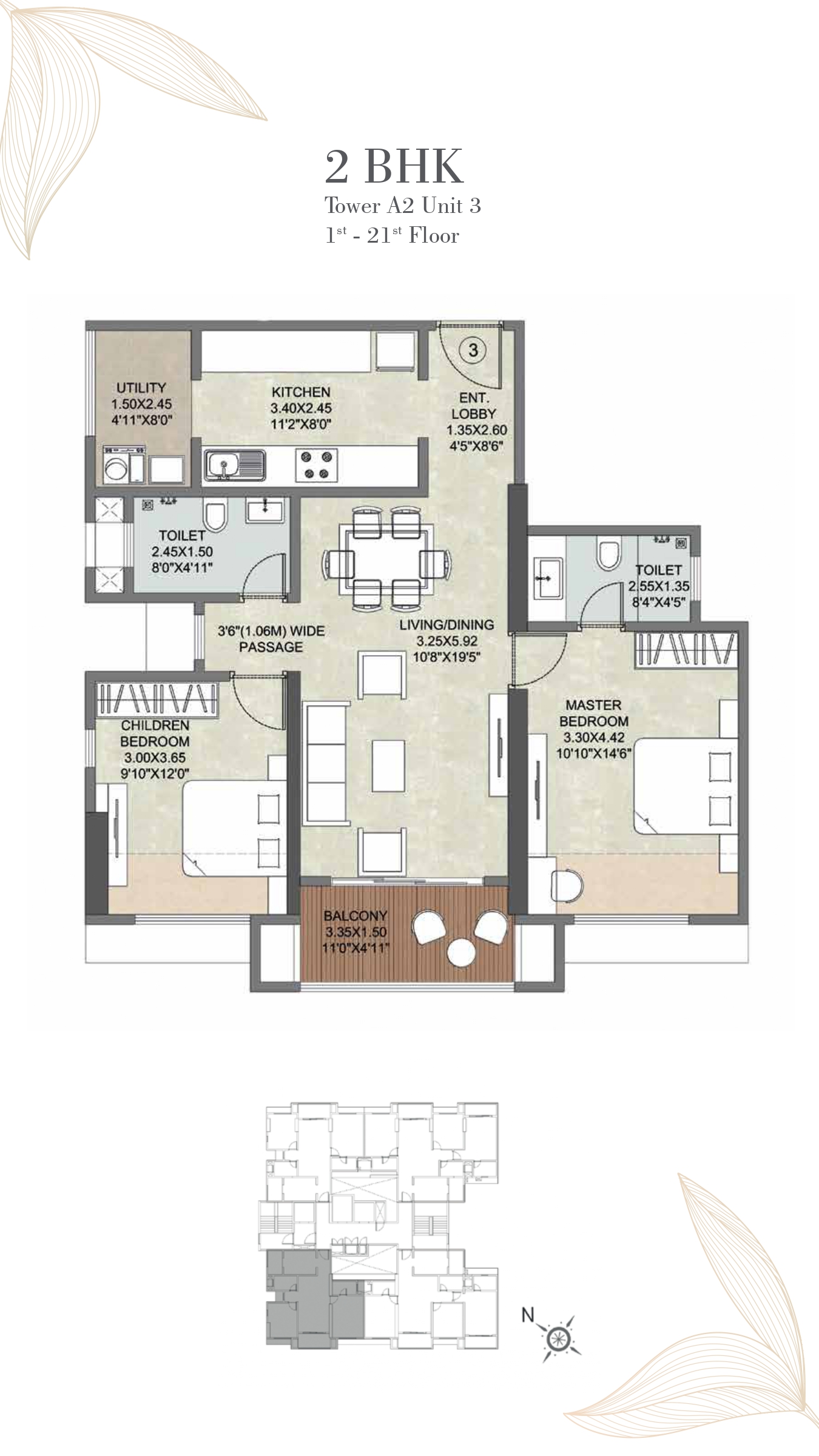 2BHK Floor Plan