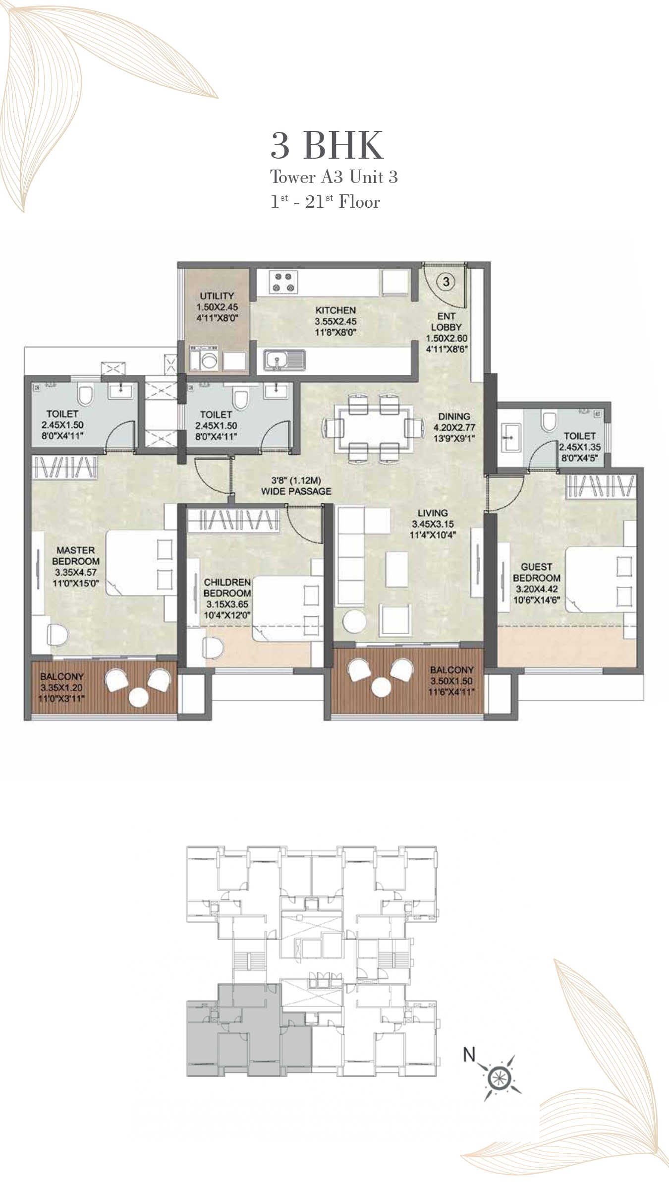 3BHK Floor Plan