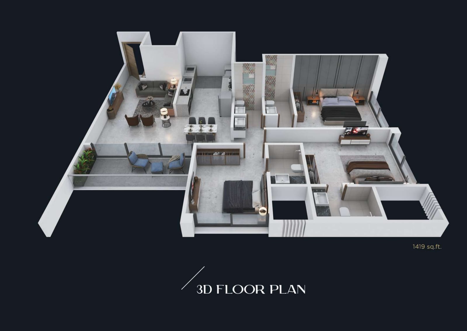 3BHK Floor Plan