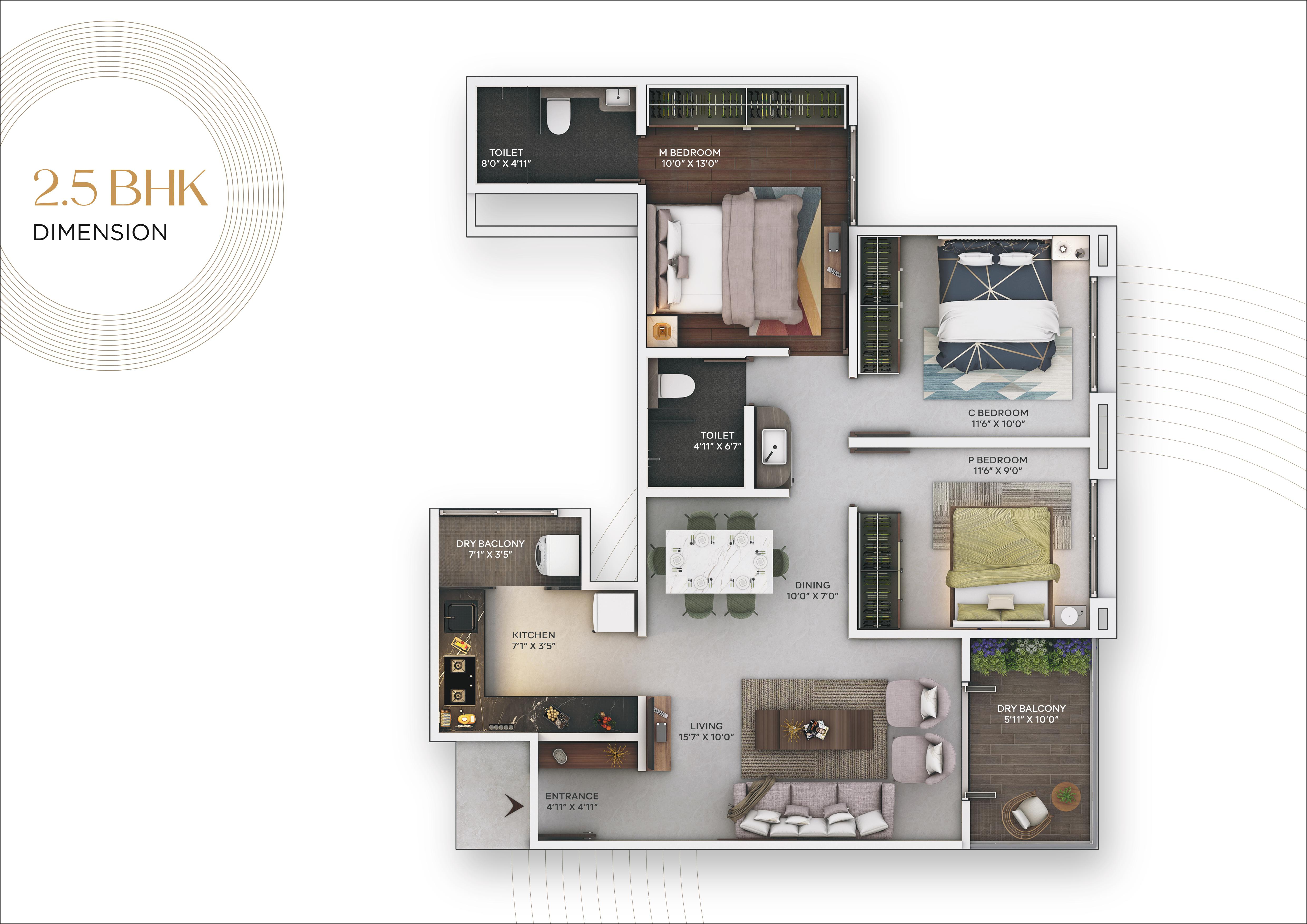 2.5BHK Floor Plan