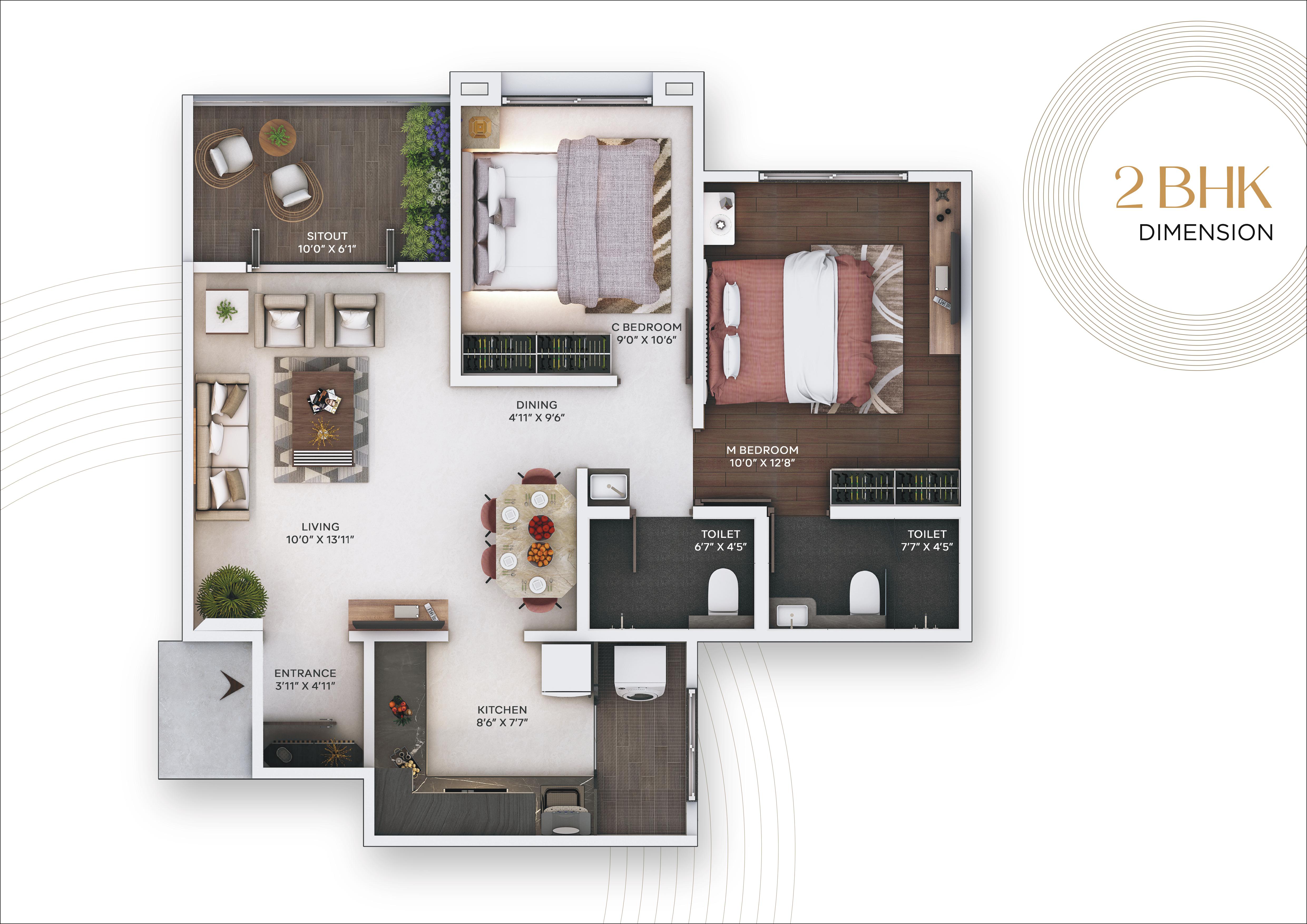 2BHK Floor Plan