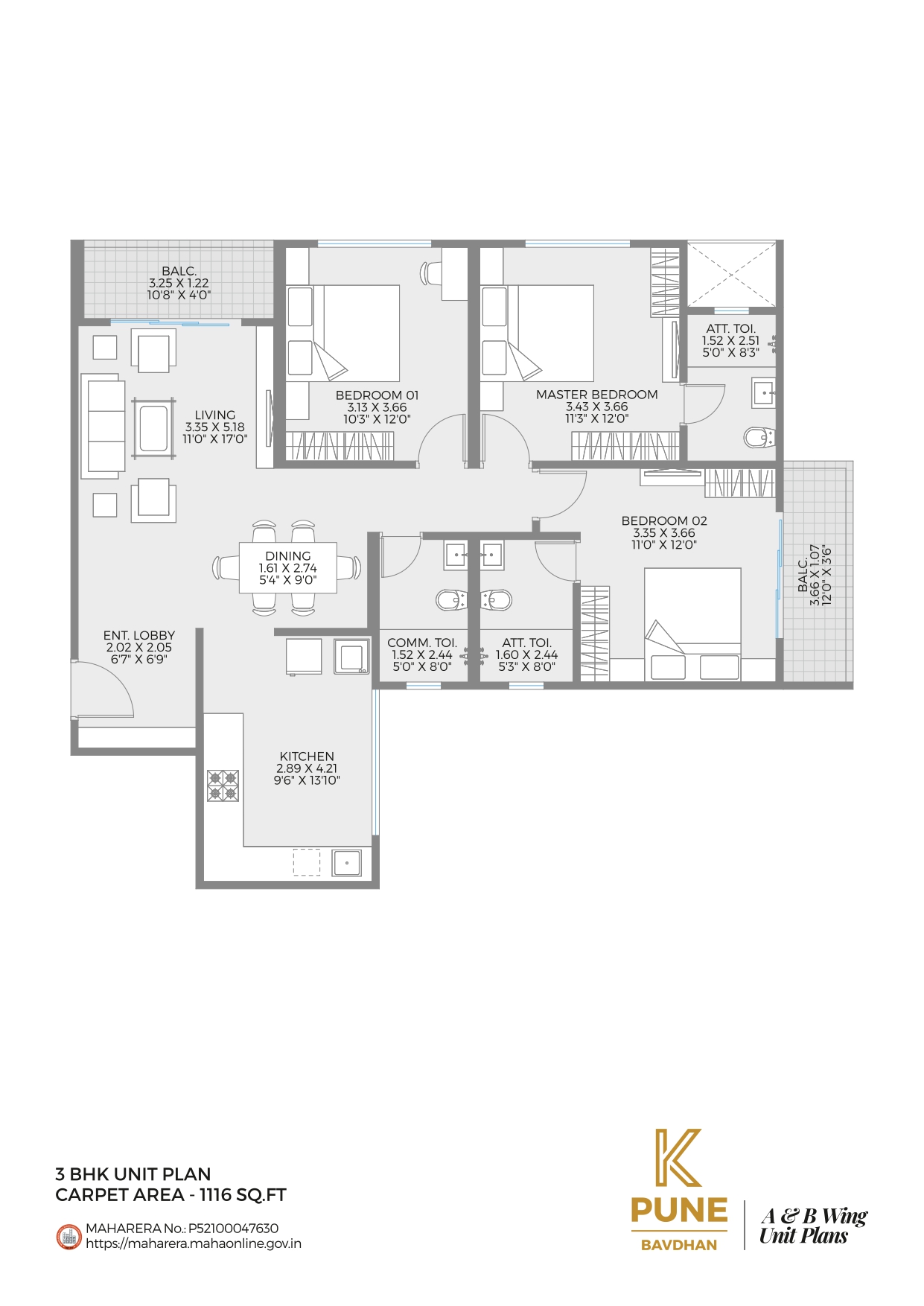 3BHK Floor Plan