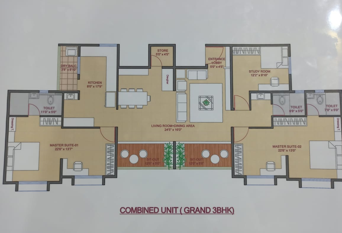 3BHK Floor Plan