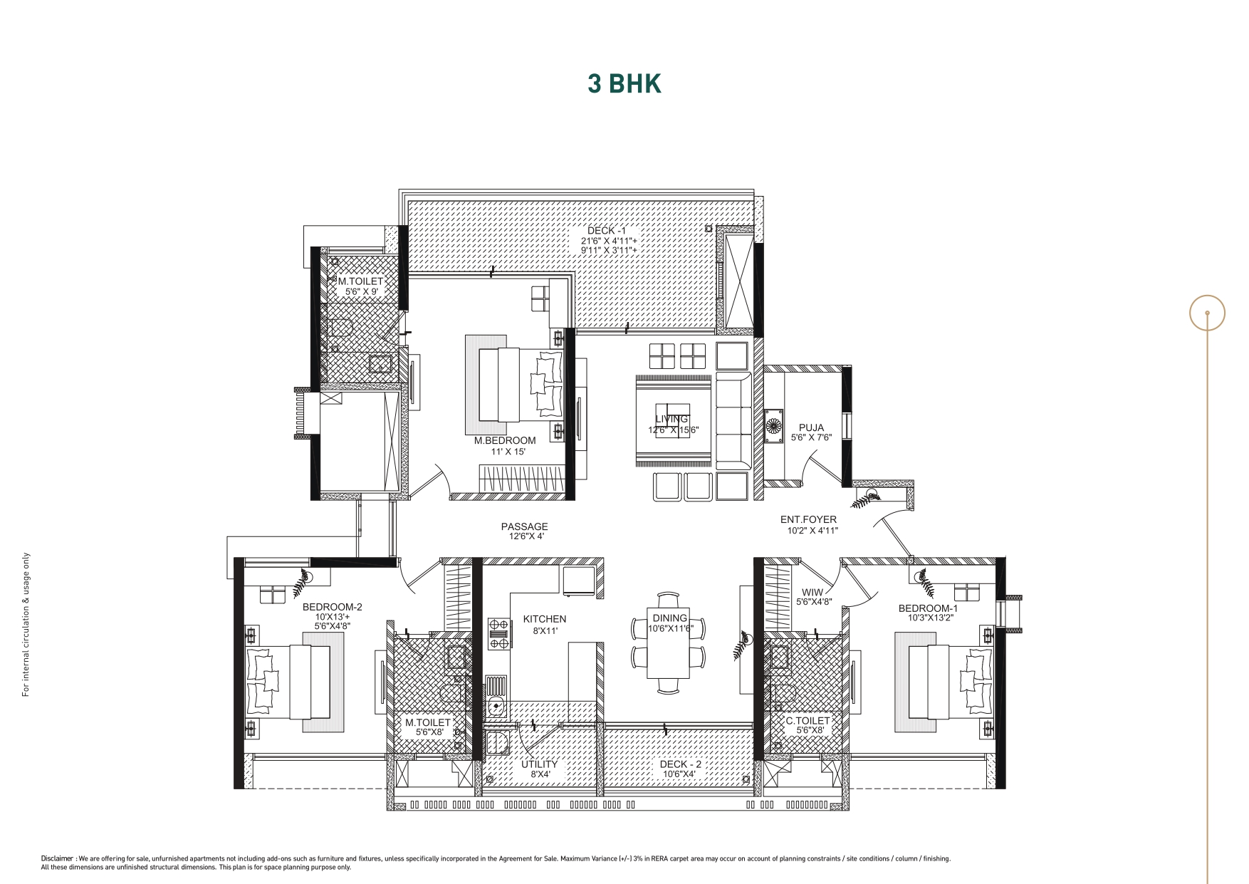 3BHK Floor Plan