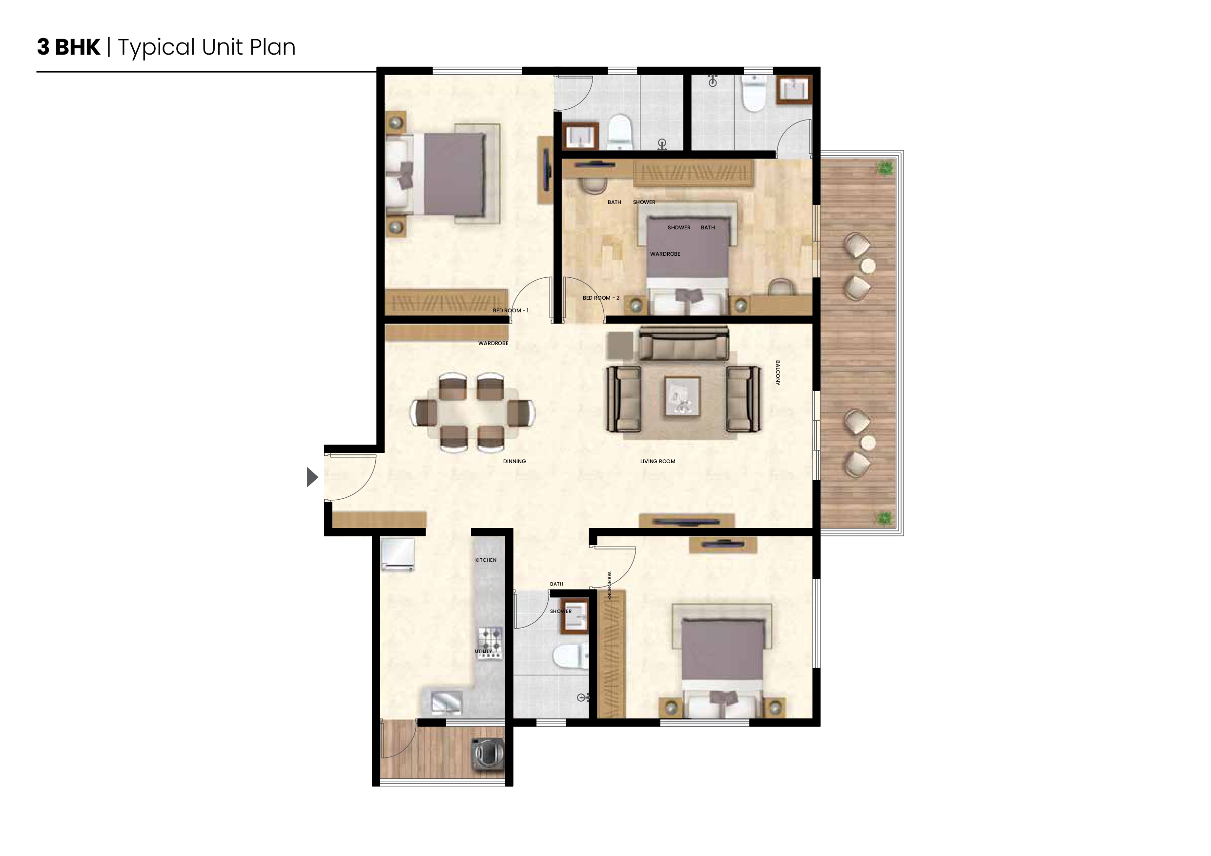 3BHK Floor Plan