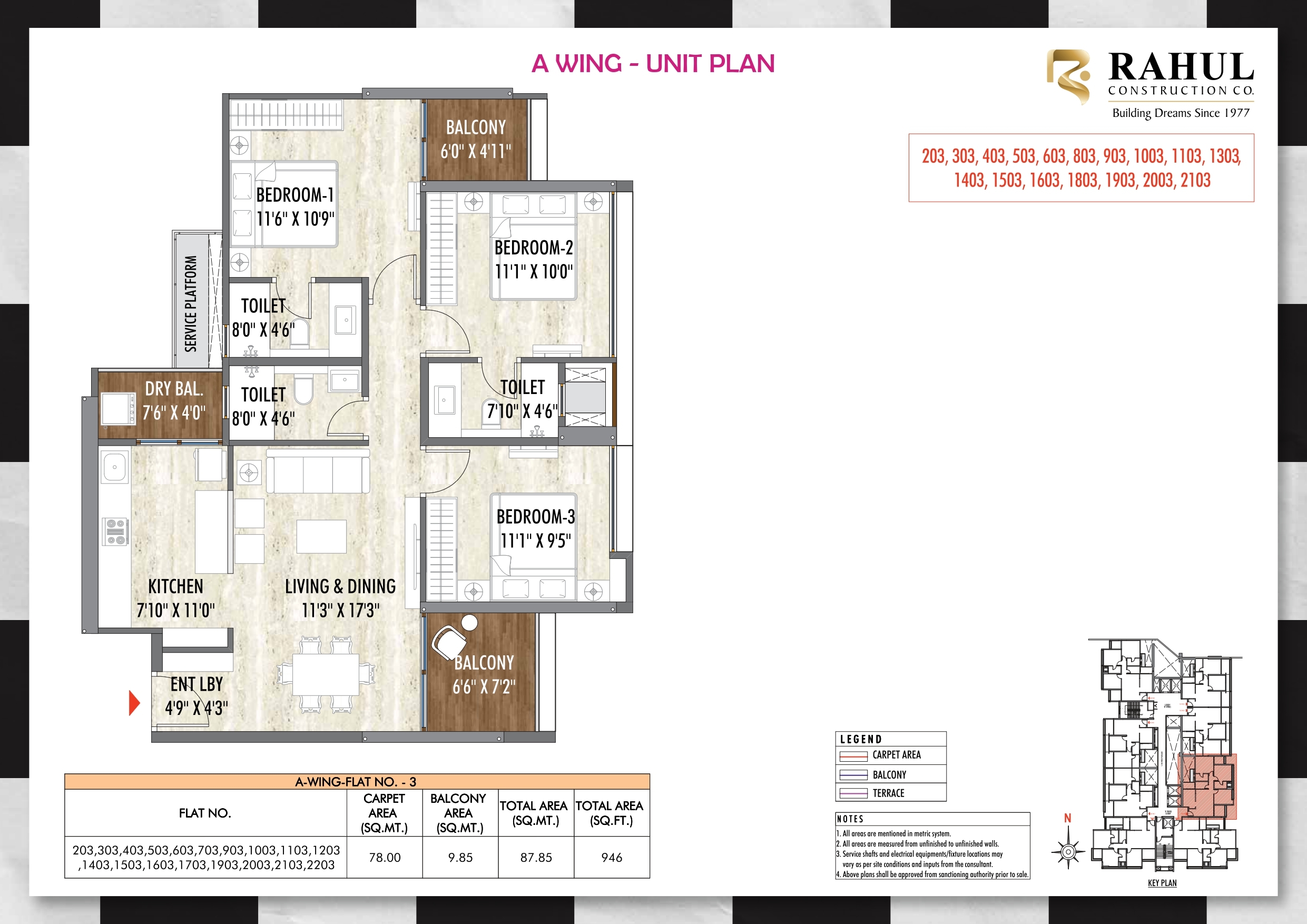 3BHK Floor Plan