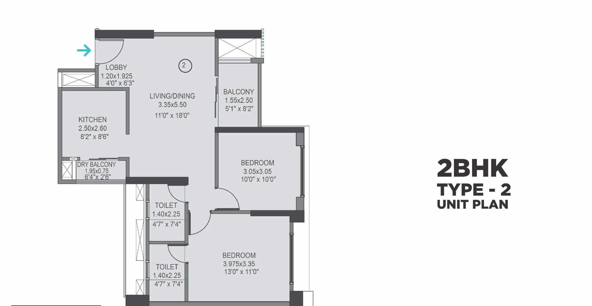 2BHK Floor Plan