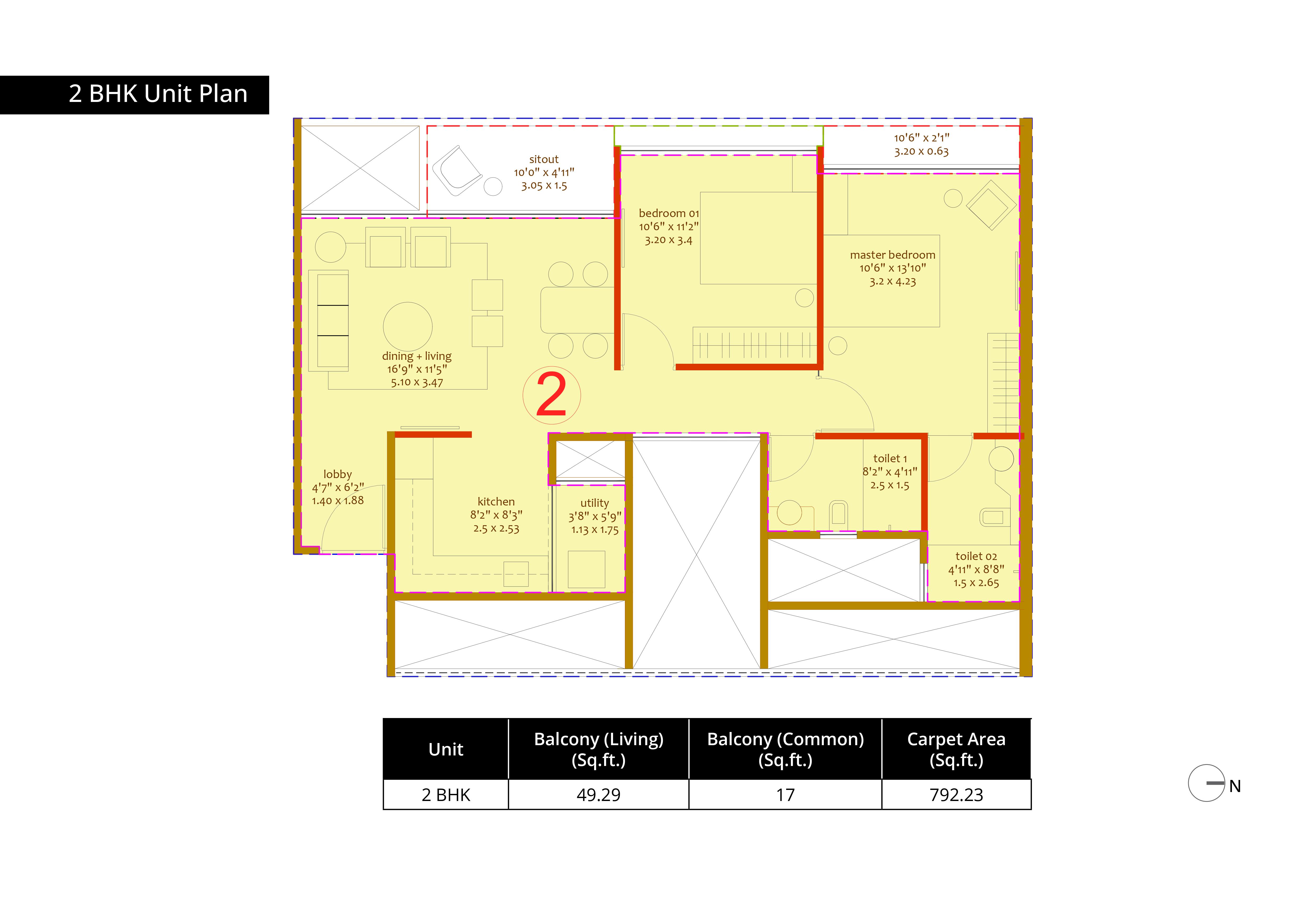 2BHK Floor Plan